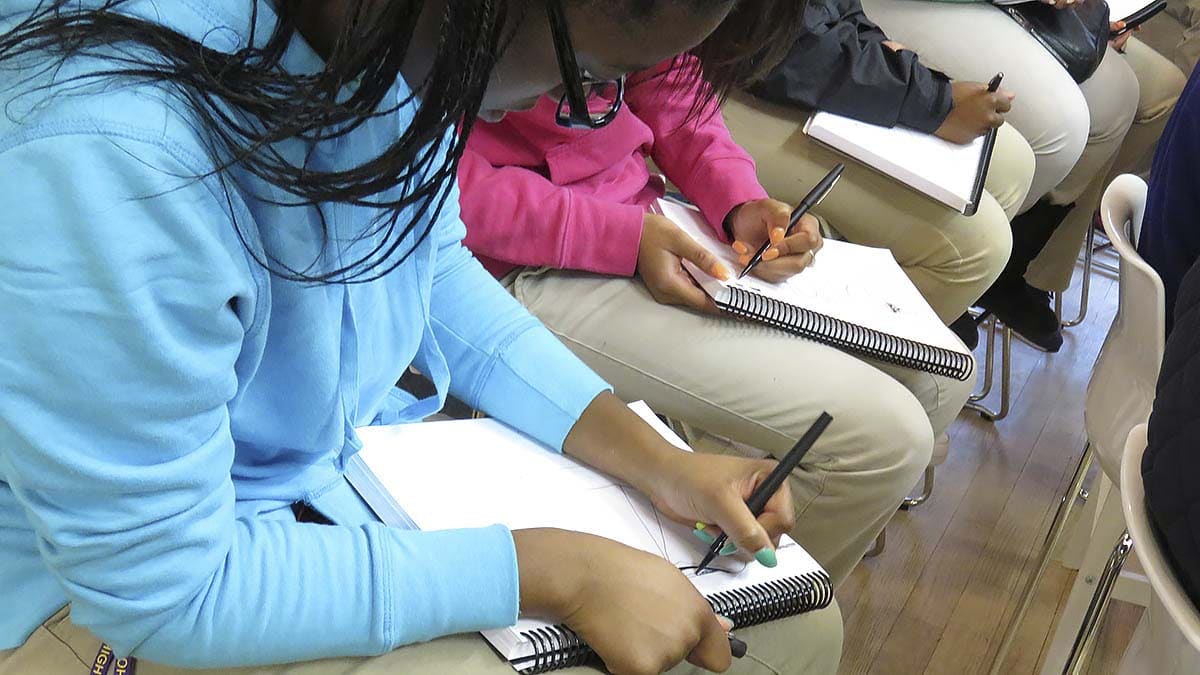 EMBARC students start taking visual notes in their new sketchbooks