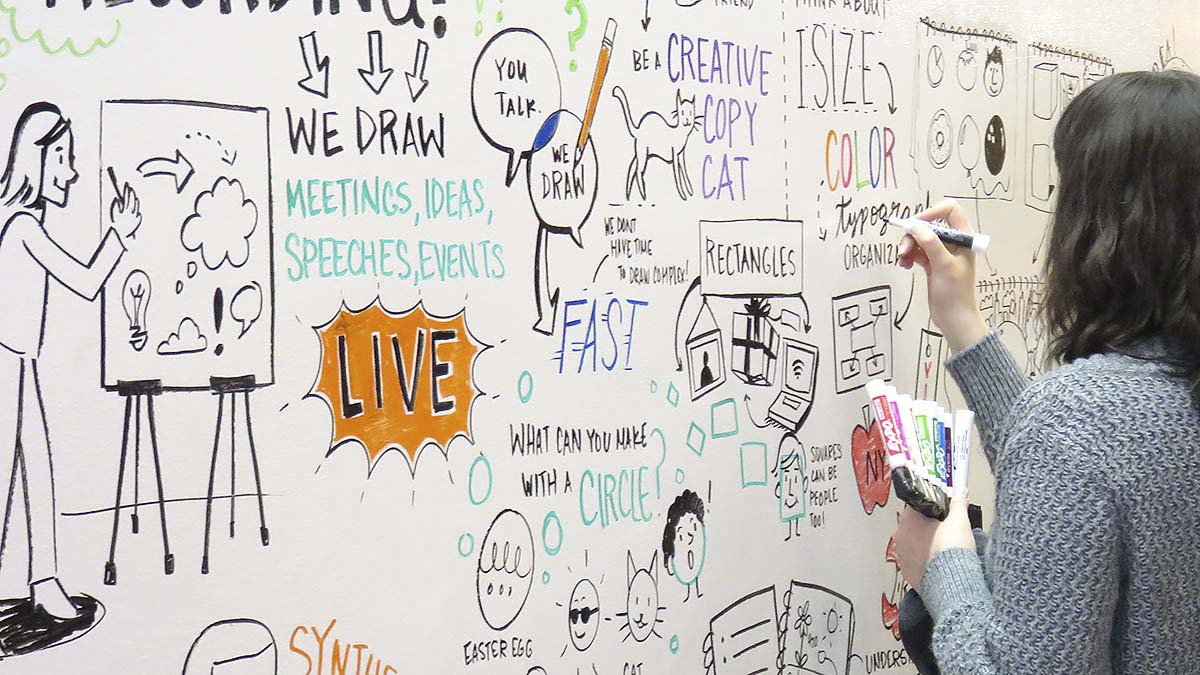 The Ink Factory team demonstrated live visual note-taking at the EMBARC workshop