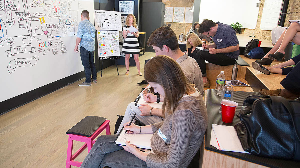 Dusty and Ryan lead an exercise in visual note-taking