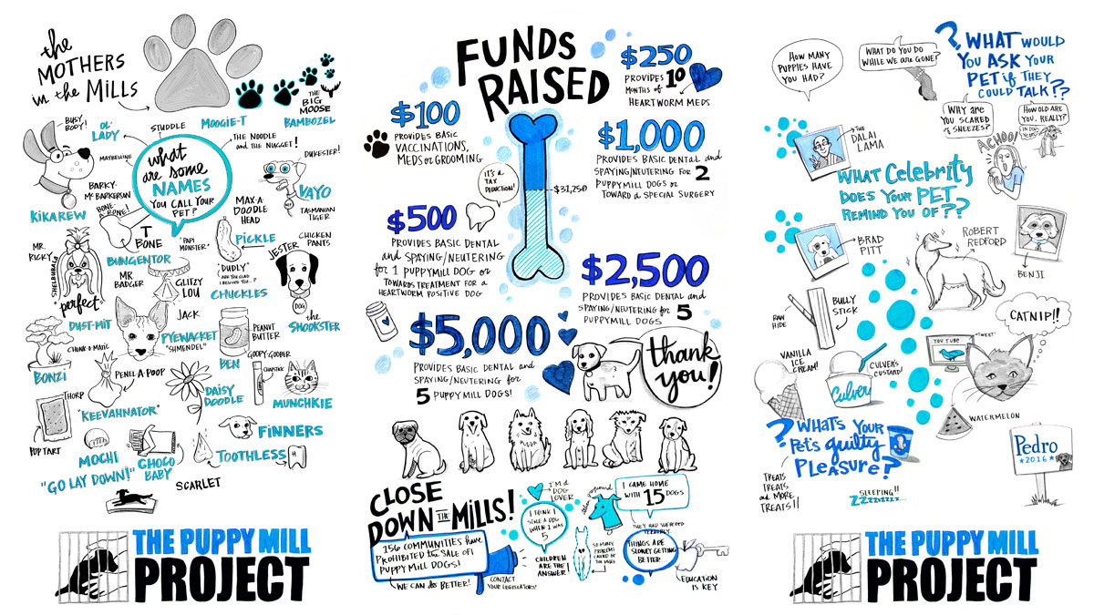 The final visual notes Ink Factory created for the Puppy mill Project