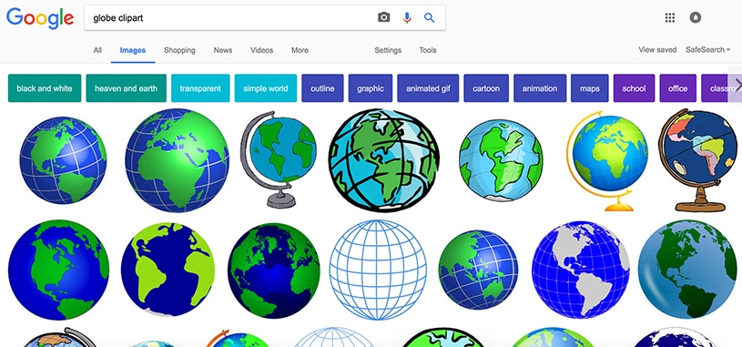 Google image search for reference