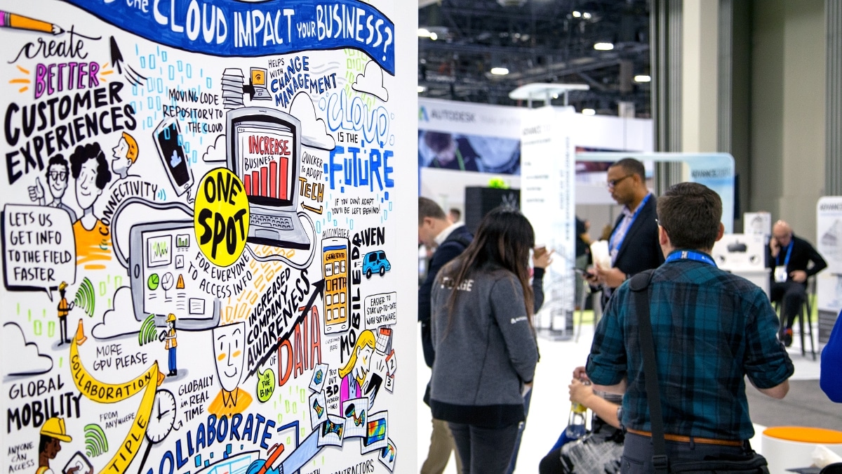 A Trade Show Booth For Autodesk University With Visual Notes–Ink Factory