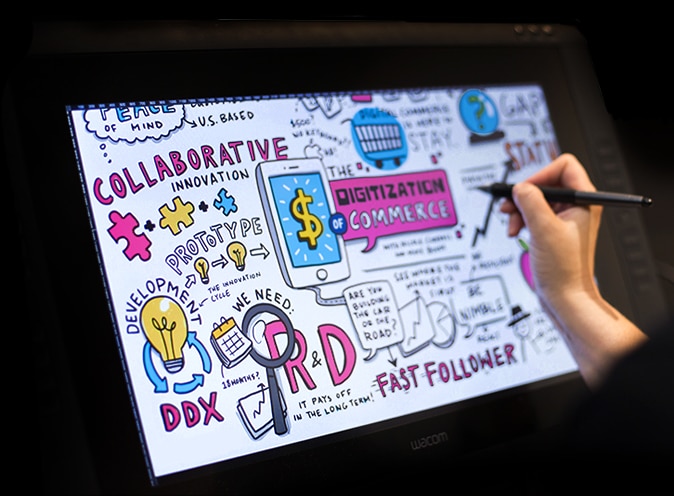 an artist is creating a digital graphic recording