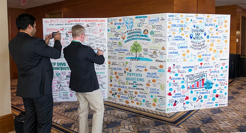 Event attendees snap a photo of visual notes