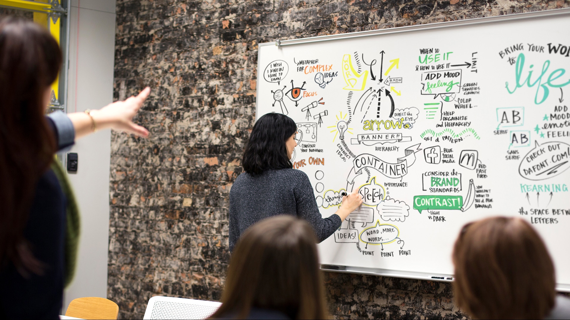 An artist creates a graphic recording live