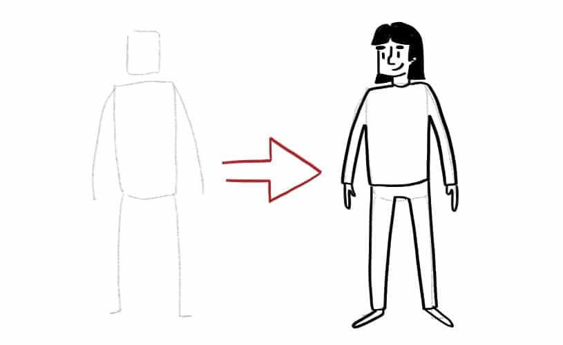 easy drawing of a person standing