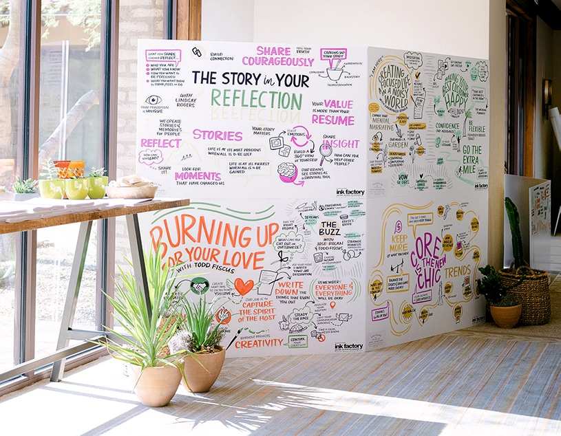 Display created by conference sketch artists